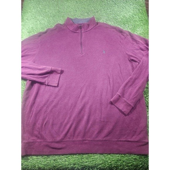 Polo Ralph Lauren Other - Polo Ralph Lauren Sweater Mens 2XLT Purple Mock Neck 1/4 Zip Pullover Pony Logo